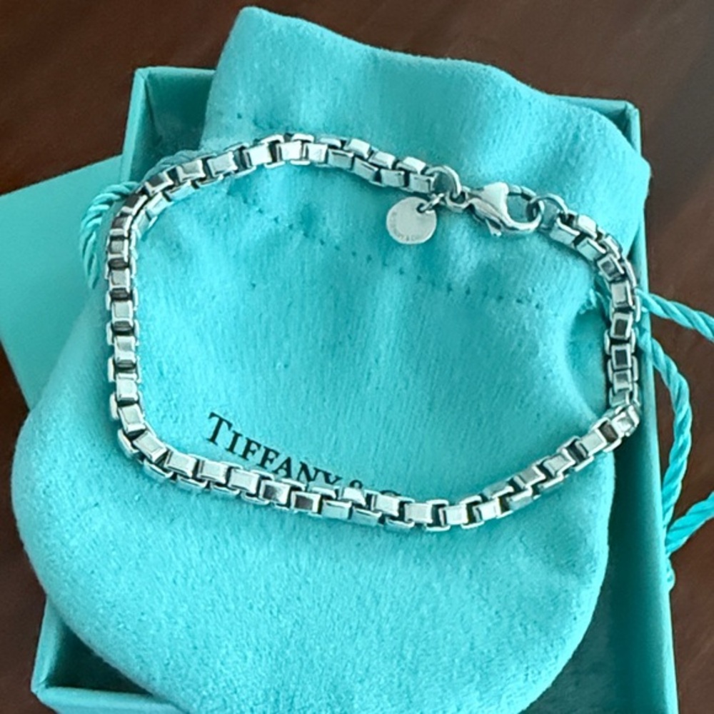 8” Tiffany & Co. Venetian Box Link Sterling Silver Bracelet